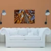 Bricoflor Herbstbild Auf Leinwand Baumkronen Bild Orange Blau Für Wohnzimmer Und Büro Leinwandbild Mit Herbstwald In 90 X 60 Cm