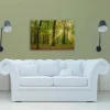 Bricoflor Herbstwald Leinwand Grün Deko Wandbild In 90 X 60 Cm Für Büro Und Schlafzimmer Bild Mit Wald In Sonne Romantisch