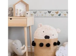 Bricoflor Hühner Tapete für Kinderzimmer in Hellgrau Babyzimmer Bordüre Selbstklebend Vlies Kindertapete mit Tieren Ideal für Jungen und Mädchen