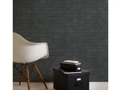 Bricoflor industrielook Tapete in anthrazit Moderne Vliestapete in Steinoptik für Küche und Wohnzimmer Dunkelgraue Vliestapete mit Vinyl