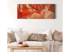 Bricoflor Jugendstil Wandbild In Orange Ausgefallenes Leinwand Bild Der 20Er Jahre Schlafzimmer Leinwandbild Mit Frauen Motiv Im Art Nouveau Stil