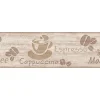 Bricoflor Kaffee Tapete als Bordüre in Beige Küchenbordüre mit Kaffeebohnen und Espresso Papier Tapetenbordüre in Holzoptik Ideal für Küche und Cafe