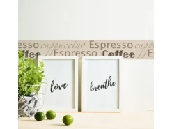 Bricoflor Küchenbordüre in Beige und Braun Kaffee Tapeten Bordüre Selbstklebend Vlies Tapetenborte mit Vinyl Schriftzug für Cafe und Küche