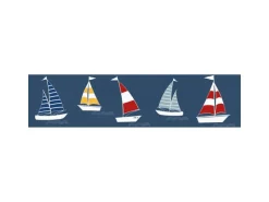 Bricoflor Kinder Tapete mit Segelboot als Bordüre Selbstklebend Tapetenbordüre für Kinderzimmer in Blau Vlies Kindertapete Maritim für Jungen