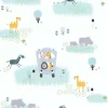 Bricoflor Kindertapete mit Tieren Bunte Tapete mit Giraffe und Nilpferd in Bus ausgefallene Vliestapete Ideal für Kinderzimmer Von Jungen und Mädchen