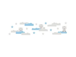 Bricoflor Kinderzimmer Bordüre Selbstklebend Baby Tapete mit Wolken Grau Hellblau Kinder Bordüre Ideal für Babyzimmer Von Jungen