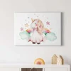 Bricoflor Kinderzimmer Wandbild Mit Einhorn Aquarell Bild Auf Leinwand Mit Sternen Und Regenbogen Wasserfarben Leinwandbild Ideal Für Mädchenzimmer
