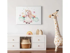 Bricoflor Kinderzimmer Wandbild Mit Einhorn Aquarell Bild Auf Leinwand Mit Sternen Und Regenbogen Wasserfarben Leinwandbild Ideal Für Mädchenzimmer