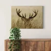 Bricoflor Landhaus Bild Mit Hirsch Tier Wandbild Mit Hirschgeweih Ideal Für Wohnzimmer Und Esszimmer Leinwandbild Mit Geweih In Grün Und Beige