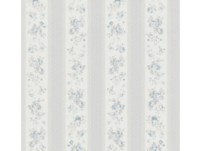 Bricoflor Landhaus Tapete mit Blumen Ideal für Küche und Flur Romantische Vliestapete mit Rosen in Grau Blau im Shabby Chic