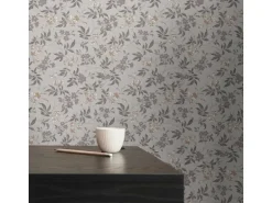 Bricoflor Landhausstil Tapete Für Küche Und Schlafzimmer Graue Vliestapete Floral Vintage Blumentapete Hellgrau Mit Ranken