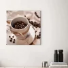 Bricoflor Leinwand Bild Mit Kaffee Motiv Kaffeetassen Bild In Weiß Und Braun Küchenbild Mit Kaffeebohnen Als Wand Deko Für Cafés