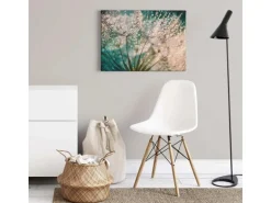Bricoflor Leinwand Bild Mit Pusteblume Wandbild Mit Pflanze Und Morgentau Schlafzimmer Und Badezimmer Bild Im Wellness Stil In Türkis Und Weiß