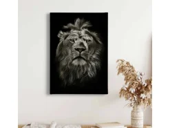 Bricoflor Leinwand Mit Löwe Schwarz Weißes Leinwandbild Mit Löwe Ideal Für Schlafzimmer Und Wohnzimmer Tier Wandbild Im Hochformat