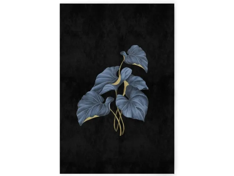 Bricoflor Leinwand Schwarz Bild Mit Blättern Im Botanical Stil Modernes Wandbild Mit Palmenblättern 80 X 120 Cm Ideal Für Küche