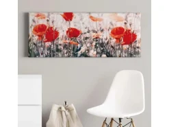 Bricoflor Leinwandbild Mit Mohnblumen Rotes Wandbild Mit Blumenwiese Ideal Für Wohnzimmer Und Schlafzimmer Sommer Leinwand Bild Mit Blumen