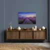 Bricoflor Leinwandbild Mit Lavendel Blau Lila Für Schlafzimmer Und Badezimmer Wandbild Lavendelfeld In Sonnenuntergang Romantisch