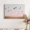 Bricoflor Leinwandbild Mit Heißluftballon Pastell Wandbild Mit Ballons Ideal Für Schlafzimmer Und Wohnzimmer Rosa Leinwand Bild Mit Himmel Motiv