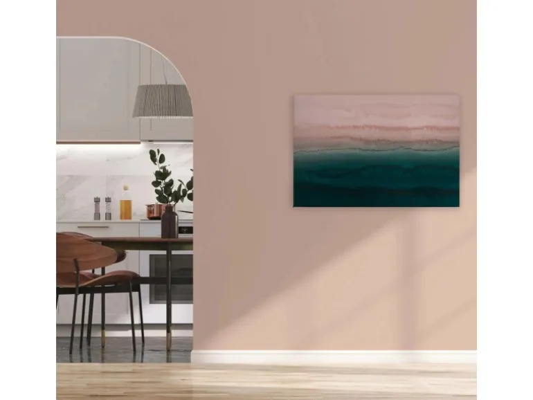 Bricoflor Leinwandbild Mit Farbverlauf Bild Für Schlafzimmer Und Mädchenzimmer Wandbild In Aquarell Optik Grün Rosa In 120 X 80 Cm