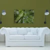 Bricoflor Leinwandbild Wald 120X80 Cm Natur Wandbild Grün Für Wohnzimmer Und Schlafzimmer Deko Leinwand Mit Baumkronen