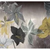 Bricoflor Lilien Tapete Grafisch Vlies Fototapete mit Blumen in Grau Gold Ideal für Wohnzimmer und Schlafzimmer Florale Vliestapete Ausgefallen