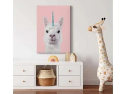 Bricoflor Lustiges Einhorn Bild In Rosa Leinwand Bild Mit Alpaka Ideal Für Babyzimmer Und Kinderzimmer Mädchen Wandbild Mit Lama Motiv