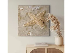 Bricoflor Maritimes Bild Mit Seestern Leinwand Bild Mit Strand Und Muscheln Ideal Für Schlafzimmer Und Badezimmer Meer Wandbild In Beige Und Crème
