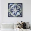 Bricoflor Marokkanisches Leinwand Bild Im Vintage Stil Orientalisches Wandbild In Dunkelblau Und Grau Fliesen Leinwandbild Für Küche Und Schlafzimmer