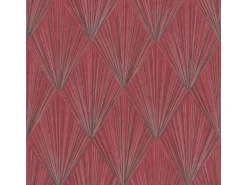 Bricoflor Metallic Tapete Rot Silber Grau Art Deco Vliestapete Edel für Wohnzimmer und Schlafzimmer Vlies Mustertapete in Dunkelrot im 20er Jahre Stil