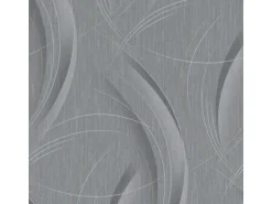 Bricoflor Metallic Tapete mit Goldenen Linien Vlies Mustertapete in Grau Silber für Wohnzimmer und Esszimmer Moderne Vliestapete in Dunkelgrau