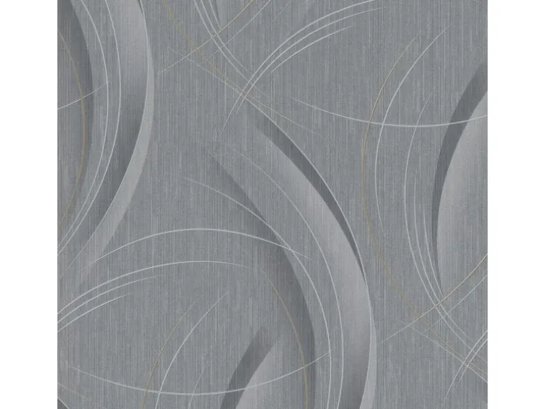 Bricoflor Metallic Tapete mit Goldenen Linien Vlies Mustertapete in Grau Silber für Wohnzimmer und Esszimmer Moderne Vliestapete in Dunkelgrau