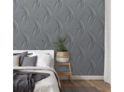 Bricoflor Metallic Tapete mit Goldenen Linien Vlies Mustertapete in Grau Silber für Wohnzimmer und Esszimmer Moderne Vliestapete in Dunkelgrau