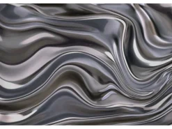 Bricoflor Metallic Tapete in 3D Optik Silber Fototapete Ausgefallen Ideal für Schlafzimmer und Küche Vlies Bildtapete Modern im Grafik Stil