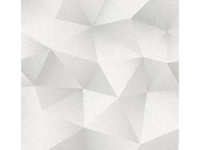 Bricoflor Metallic Vliestapete Geometrisch Weiße Tapete mit Dreieck Design in 3D Optik Grafische Mustertapete in Weiß Grau für Büro und Schlafzimmer