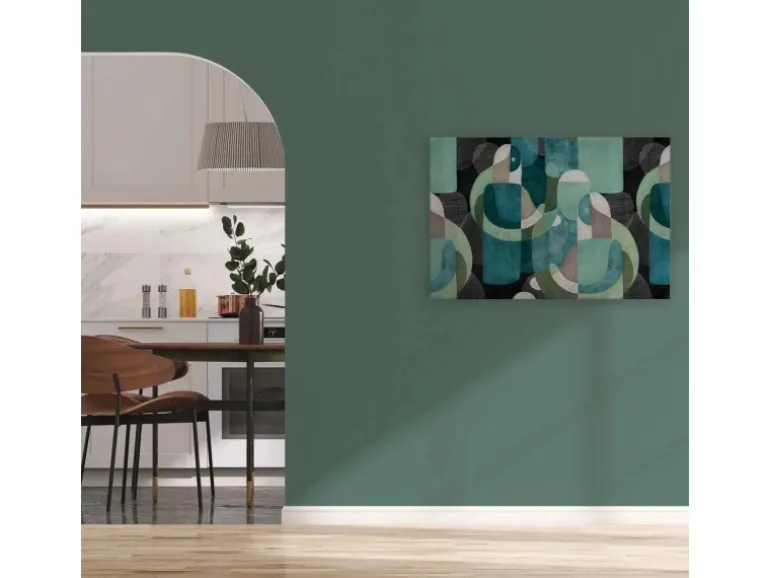 Bricoflor Mid Century Bild Türkis Mint Ausgefallenes Wandbild Mit Kunst Motiv Leinwandbild Abstrakte Kunst Retro Stil 90 X 60 Cm