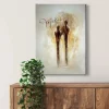 Bricoflor Moderne Kunst Bild Mit Personen Abstrakte Kunst Leinwand Bild In Braun Und Gold Wohnzimmer Und Flur Leinwandbild Im Hochformat
