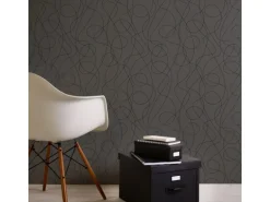 Bricoflor Moderne Tapete Abstrakt Graue Vliestapete mit Geschwungene Linien Muster Vlies Mustertapete mit Vinyl Ideal für Küche und Wohnzimmer