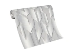 Bricoflor Moderne Tapete für Schlafzimmer in Grau Silber Geometrische Vliestapete mit 3D Metallic Effekt Vlies Mustertapete in Hellgrau