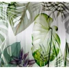 Bricoflor Monstera Tapete Transparent Tropische Blätter Vliestapete in Grün Weiß Grau Vlies Fototapete mit Palmenblättern für Wohn und Schlafzimmer