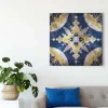 Bricoflor Mosaik Leinwand Bild Orientalisches Wandbild In Dunkelblau Und Gelb Boho Leinwand Bild In Fliesenoptik Ideal Für Küche Und Schlafzimmer