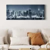 Bricoflor New York Bild Mit Skyline Modernes Wandbild Mit Stadt Motiv In Blau Silber Ausgefallenes City Leinwandbild Ideal Für Schlafzimmer Und Bar