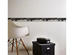 Bricoflor New York Tapetenbordüre Modern Schriftzug Tapeten Bordüre in Schwarz und Grau Ideal für Küche und Jugendzimmer Vlies Wandbordüre mit Vinyl