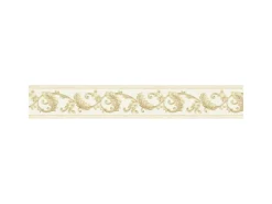 Bricoflor Ornament Bordüre Selbstklebend Tapetenbordüre in Weiß und Gold für Schlafzimmer und Badezimmer Vlies Tapetenborte im Barock Stil
