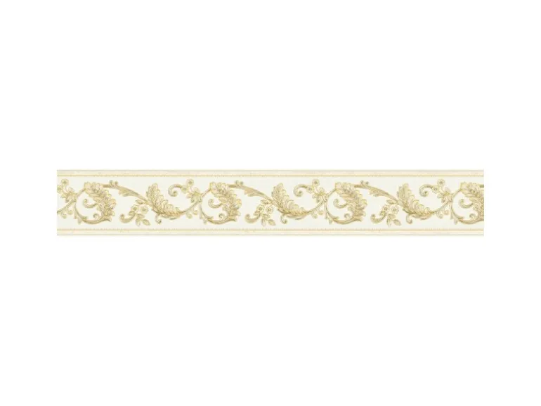 Bricoflor Ornament Bordüre Selbstklebend Tapetenbordüre in Weiß und Gold für Schlafzimmer und Badezimmer Vlies Tapetenborte im Barock Stil