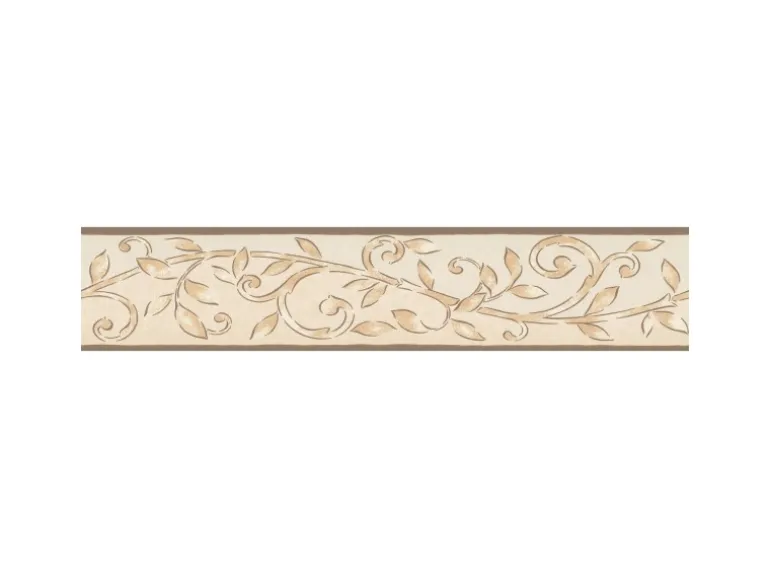 Bricoflor Papier Tapetenbordüre für Küche Mediterrane Bordüre mit Ornament Vinyl Wandbordüre im Landhausstil in Beige und Gold