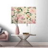Bricoflor Pastell Leinwandbild Mit Frühlingsblumen Canvas Wandbild Mit Vögeln Und Rosen Schlafzimmer Bild Auf Keilrahmen In Rosa Und Grün