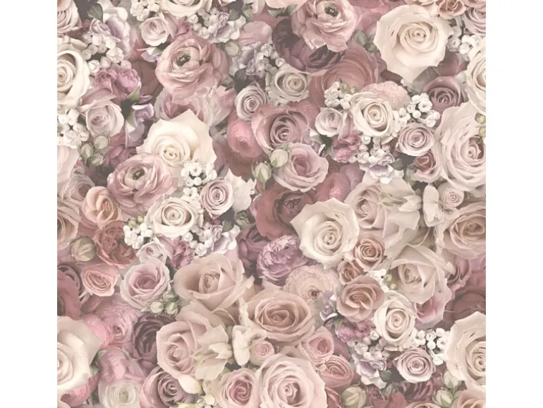 Bricoflor Rosen Tapete in Rosa Vintage Blumentapete im Shabby Chic Ideal für Schlafzimmer Romantische Rosentapete in Altrosa und Creme