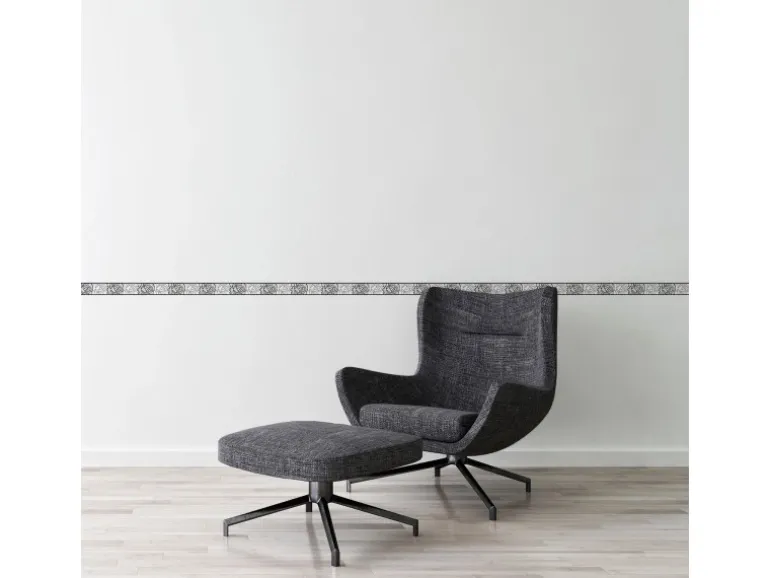 Bricoflor Rosen Tapeten Bordüre Selbstklebende Tapetenbordüre in Schwarz und Weiß Florale Tapetenborte Ideal für Schlafzimmer und Wohnzimmer