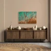 Bricoflor Rost Deko Bild Türkis Leinwandbild In 90 X 60 Cm Industrial Style Wandbild In Patina Optik Ideal Für Küche Und Büro