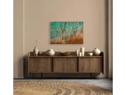 Bricoflor Rost Deko Bild Türkis Leinwandbild In 90 X 60 Cm Industrial Style Wandbild In Patina Optik Ideal Für Küche Und Büro
